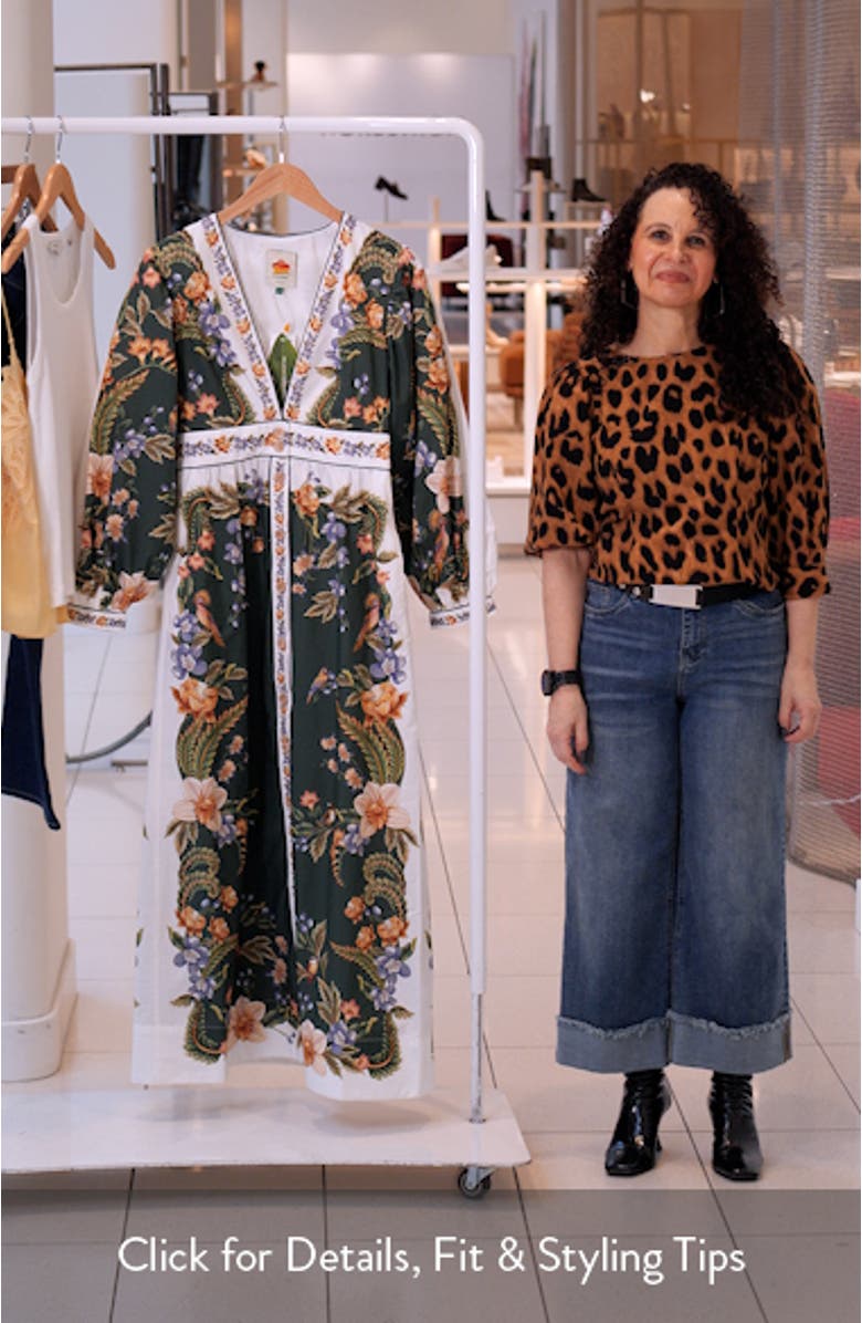 Nature Green Long Sleeve Floral Maxi Dress, sales video thumbnail