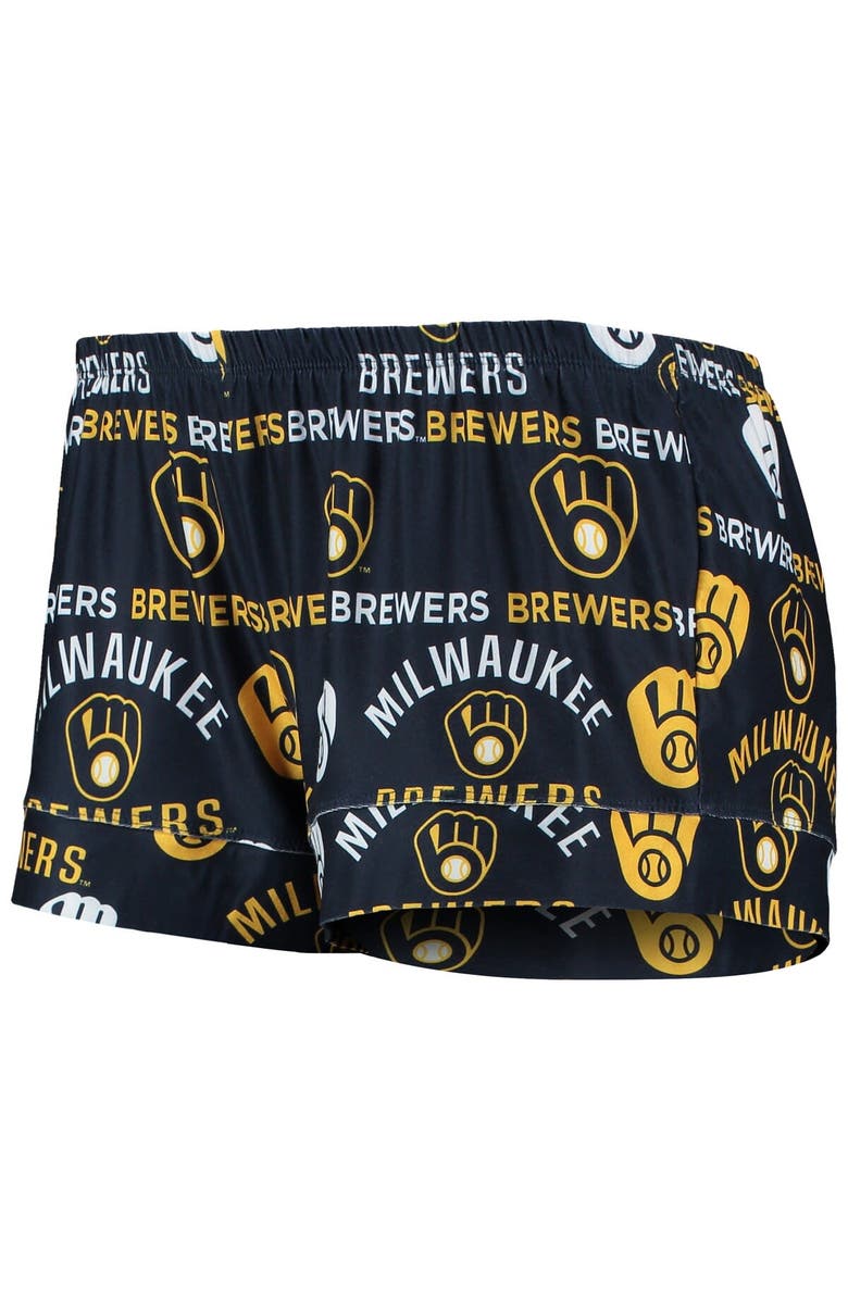 CONCEPTS SPORT Women's Concepts Sport Navy Milwaukee Brewers Flagship Allover Print Top & Shorts Sleep Set, Alternate, color, 