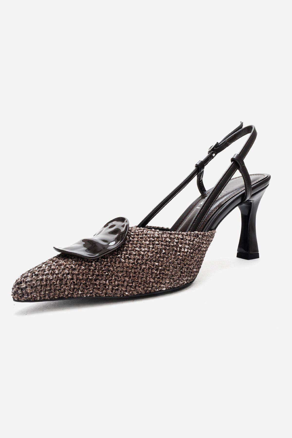 Prologue Shoes Levia Woven Pointed Toe Slingback Pump, Alternate, color, Brown