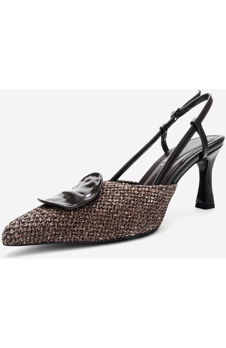 Prologue Shoes Levia Woven Pointed Toe Slingback Pump, Alternate, color, Brown