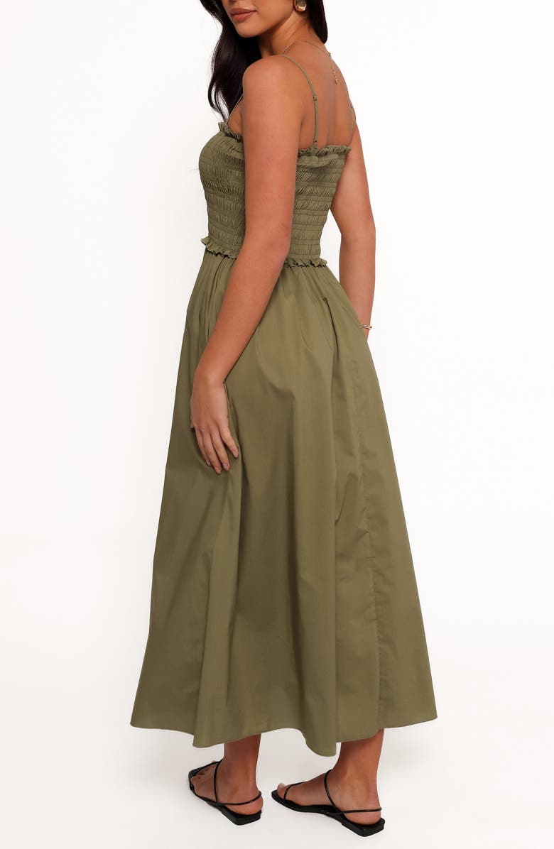 Petal & Pup Nigella Ruffle Smocked Bodice Maxi Dress, Alternate, color, Olive Green