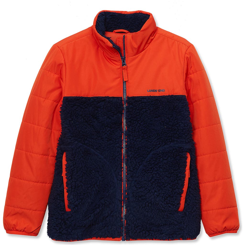 Lands' End Kids Water Resistant Mixed Media Insulated Jacket In Red