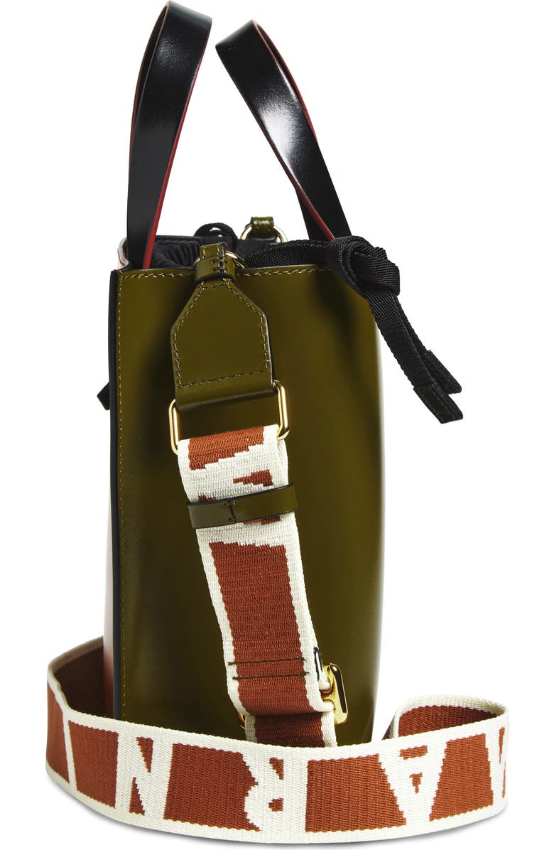 Marni Mini Museo Colorblock Leather Tote, Alternate, color, 302 - Olive/ Green