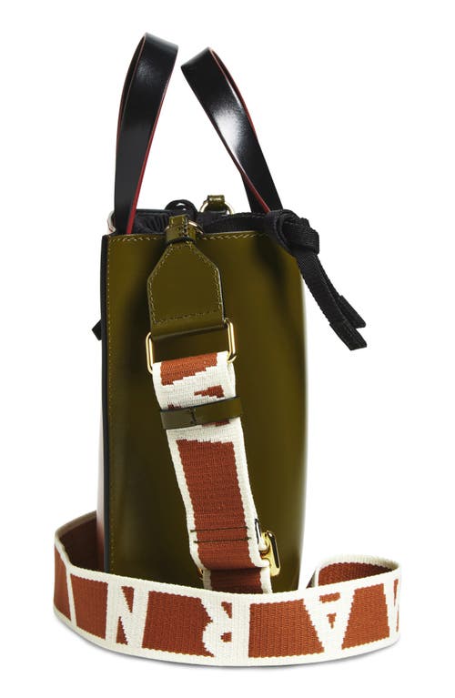 Marni Mini Museo Colorblock Leather Tote In Green