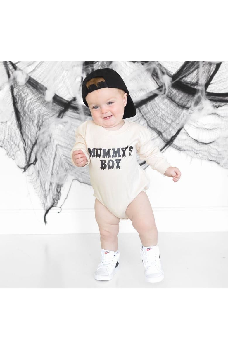 Sweet Wink Mummy's Boy Halloween Long Sleeve Romper, Alternate, color,