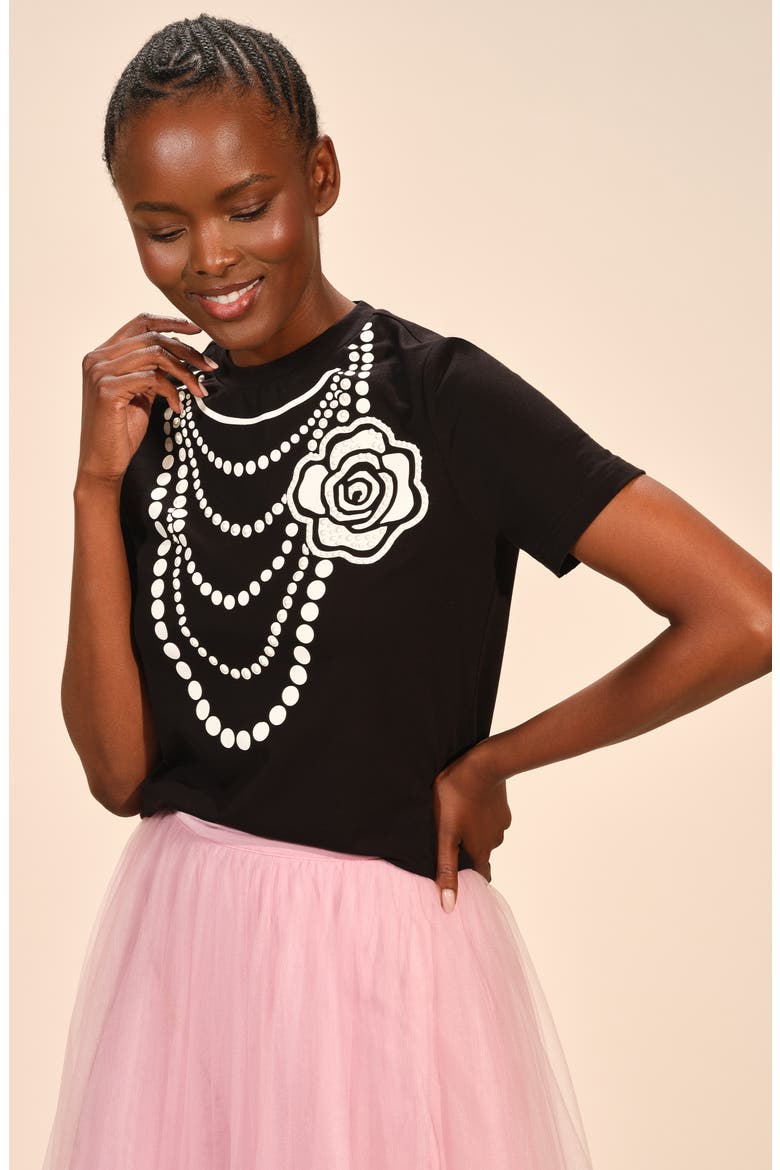 Isaac Mizrahi New York Trompe l'Oeil Necklace Graphic T-Shirt