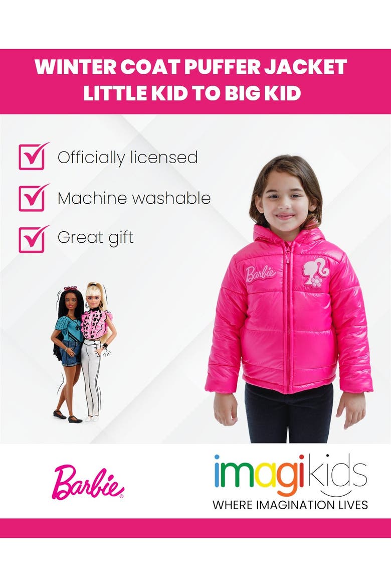 Hooded Puffer Jacket, Alternate, color, Barbie Pink