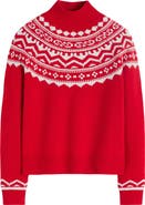 Boden Marion Fair Isle Wool Mock Neck Sweater