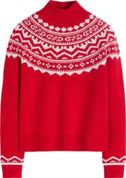 Boden Marion Fair Isle Wool Mock Neck Sweater