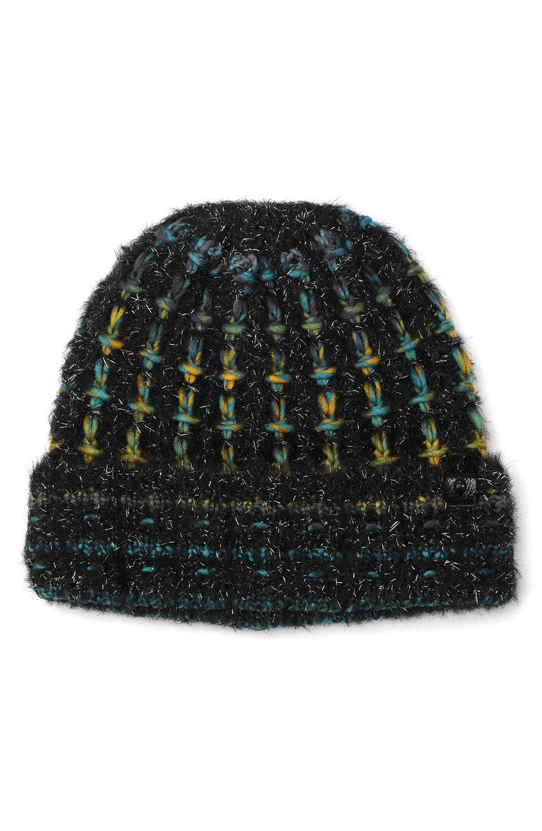 Kurt Geiger London Metallic Eyelash Cuff Beanie, Main, color, Classic Black Rainbow