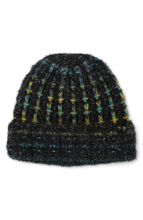 Kurt Geiger London Metallic Eyelash Cuff Beanie In Black