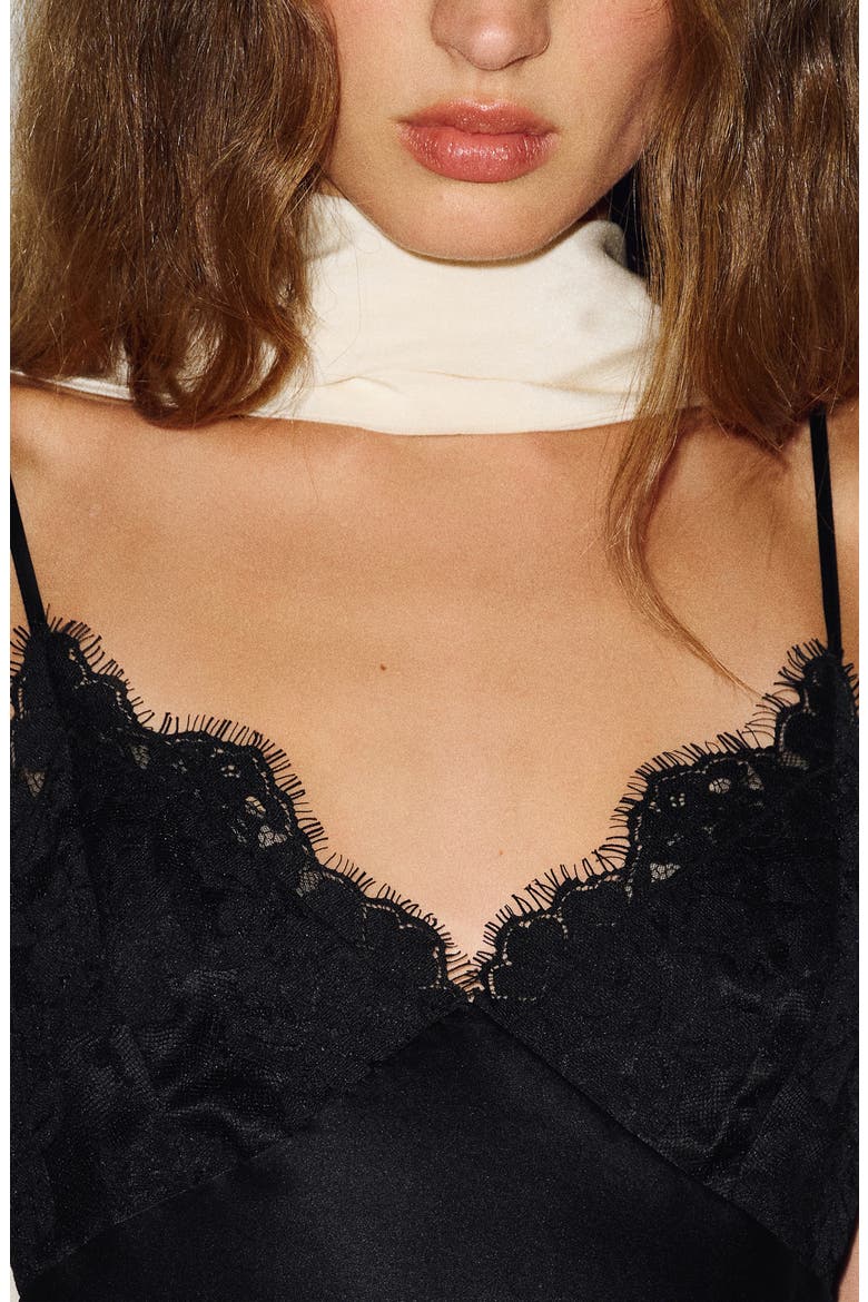 Blythe Lace Trim Silk Camisole, Alternate, color, BLACK