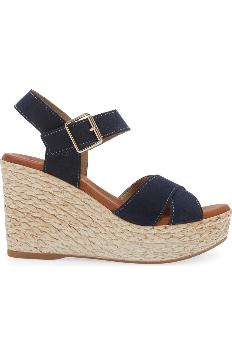Cordani Brittany Ankle Strap Espadrille Platform Wedge Sandal, Alternate, color, Crosta Navy
