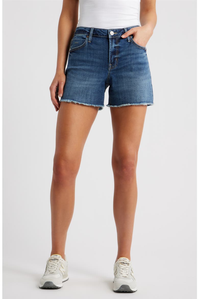 Frayed Denim Shorts, Main, color, DARK TAGGED WHISKER
