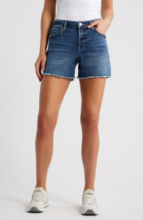 Frey Hem Cutout Denim Shorts