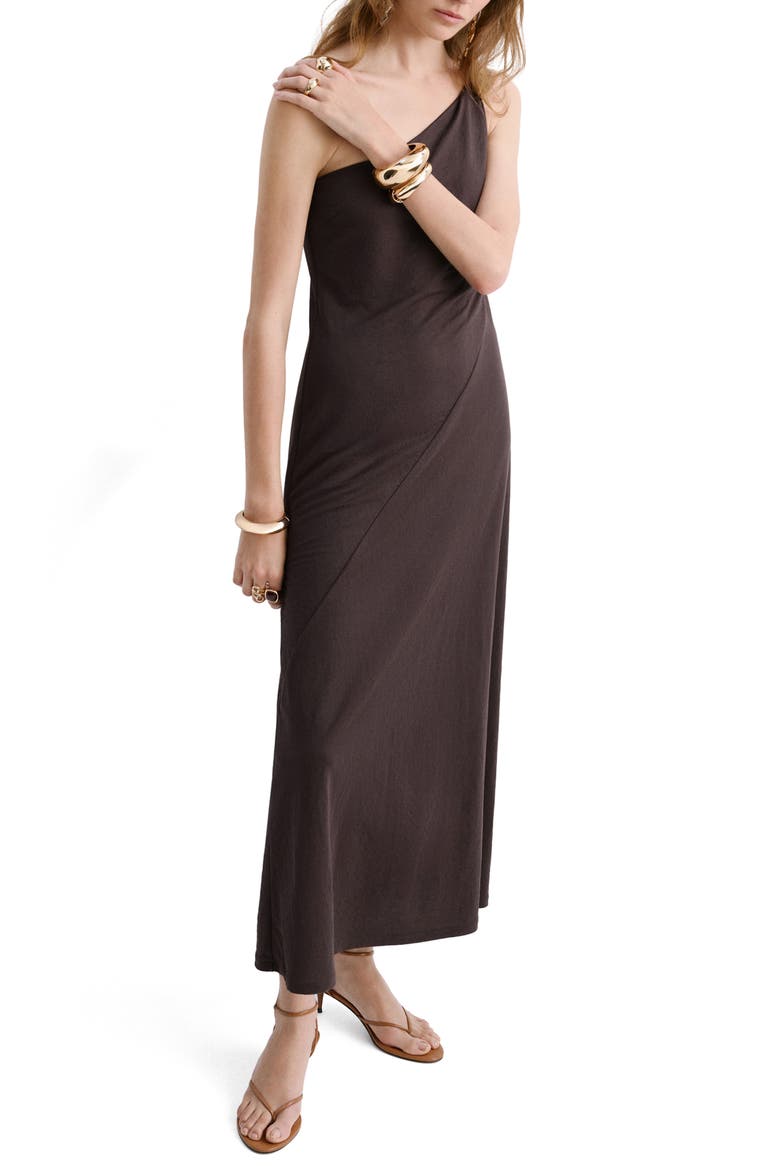 One-Shoulder Dress, Main, color, BROWN