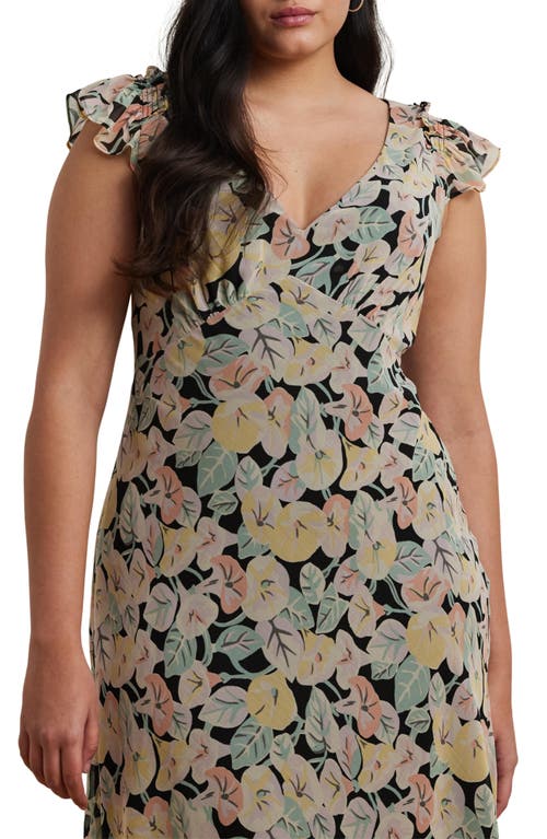 Ralph Lauren Lauren Floral Flutter Sleeve Georgette Midi Dress In Multi