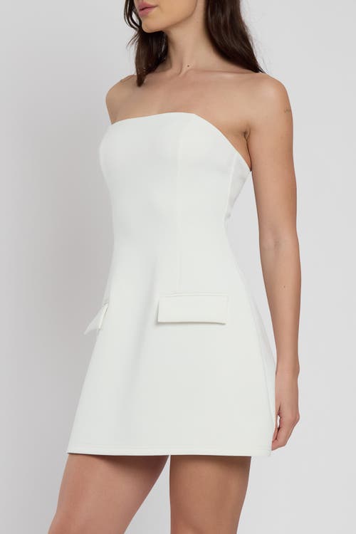 Leau Solene Strapless Pocket Mini Dress In White