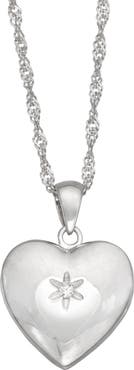 FZN Kids' Sterling Silver CZ Heart Locket Necklace