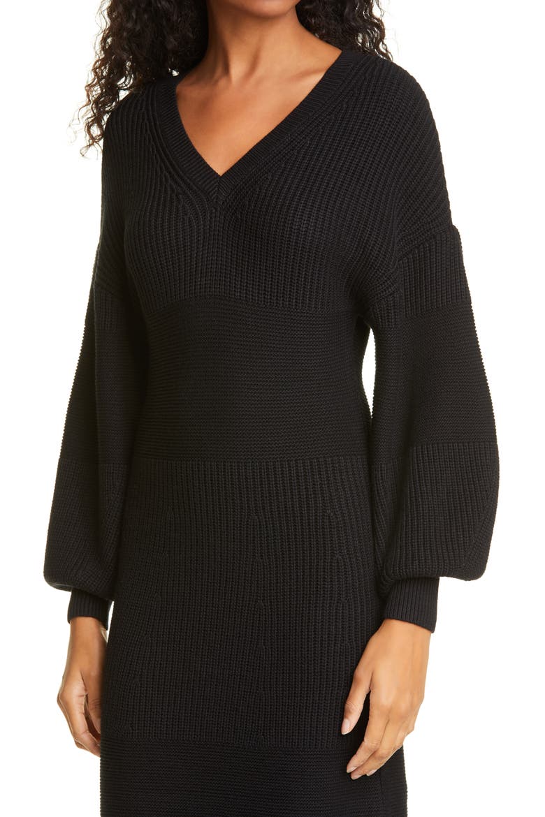 Carnation Midi Sweater Dress, Alternate, color, BLACK