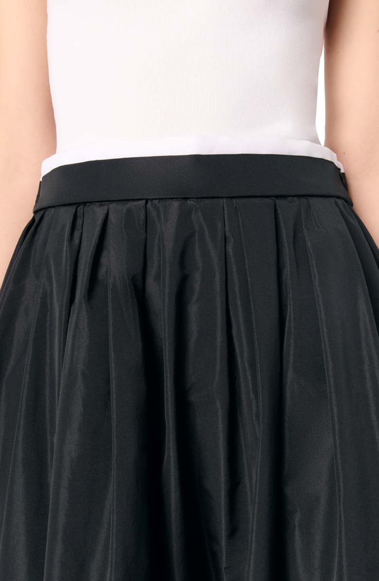 maje maxi skirt with contrast waistband, Alternate, color, Black