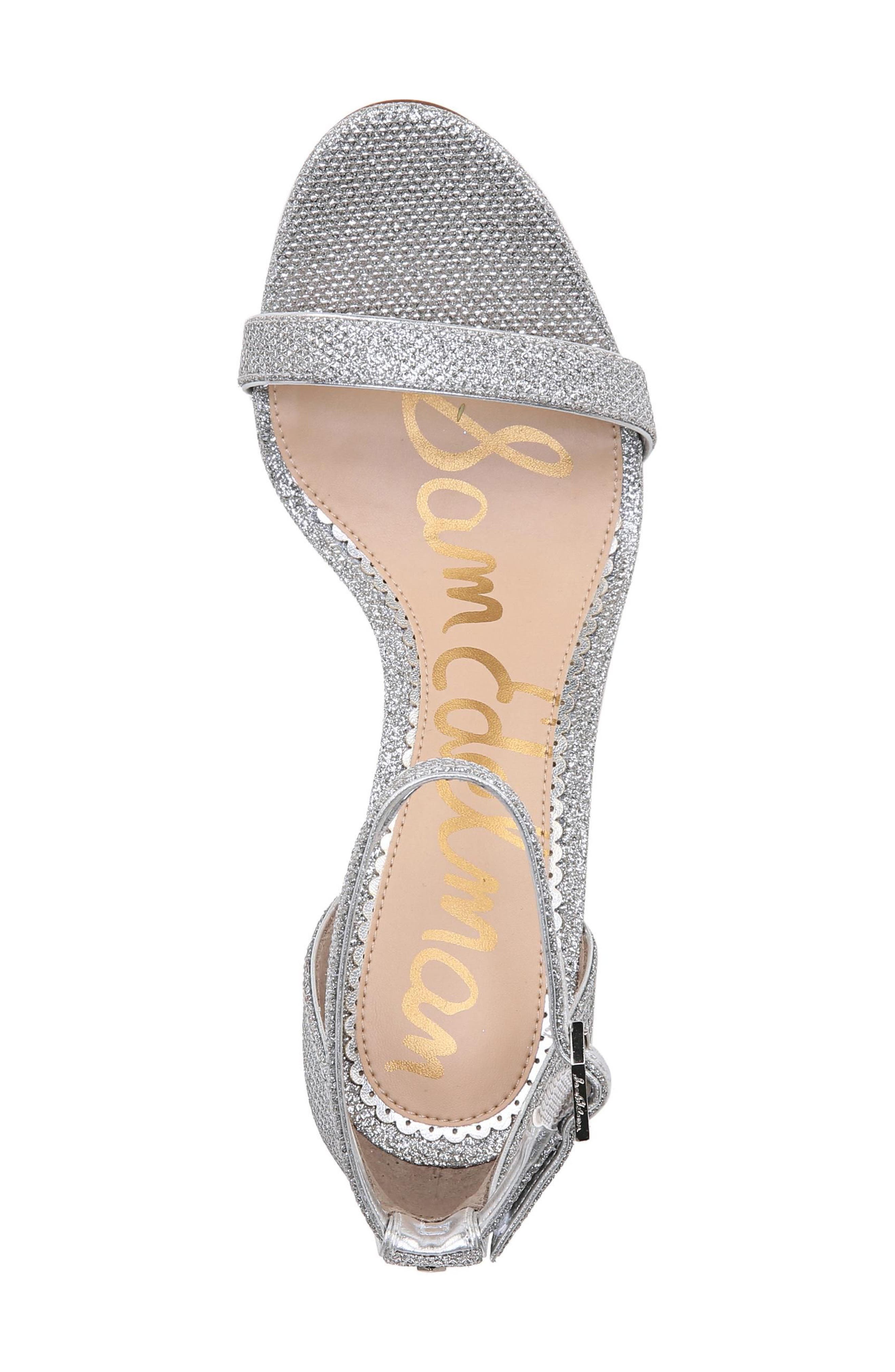 'Patti' Ankle Strap Sandal, Alternate, color, SOFT SILVER FABRIC