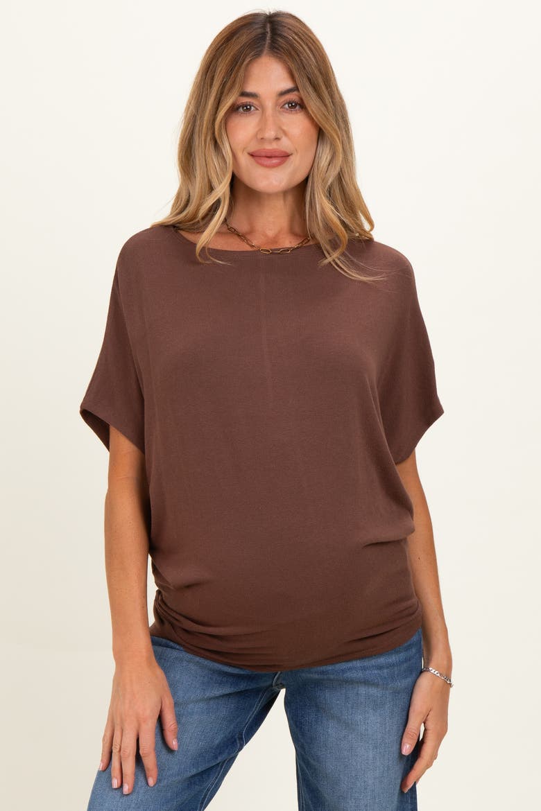 Dolman Sleeve Boat Neck Top, Alternate, color, Brown