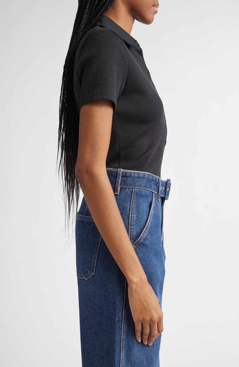 Veronica Beard Kearney Stretch Cotton Polo, Alternate, color, Black