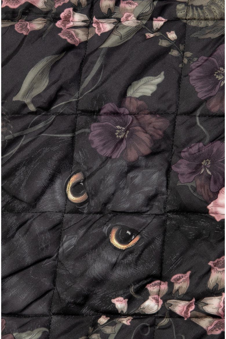 Noctua Owl Foxglove Quilted Throw, Alternate, color, Black