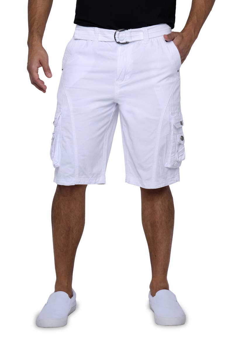 Belted Snap Detail Cargo Pants, Alternate, color, WHITE