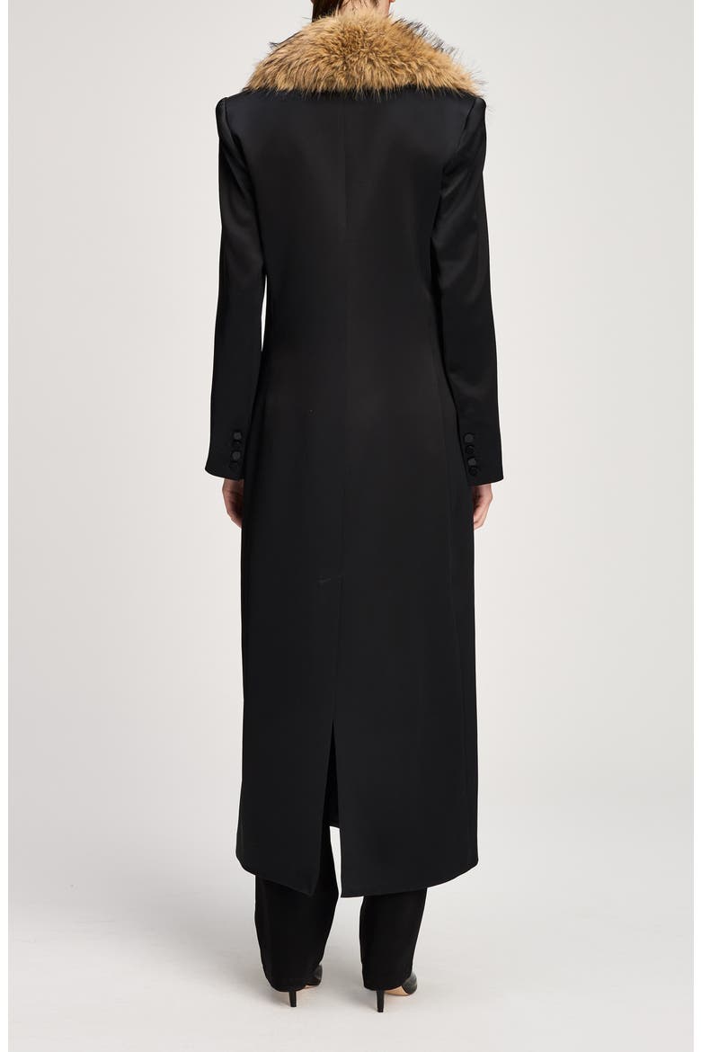 Jyn Faux Fur Collar Coat, Alternate, color, BLACK