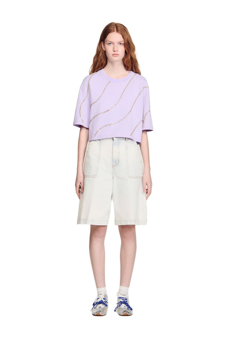 Rhinestone cropped T-shirt, Alternate, color, Mauve