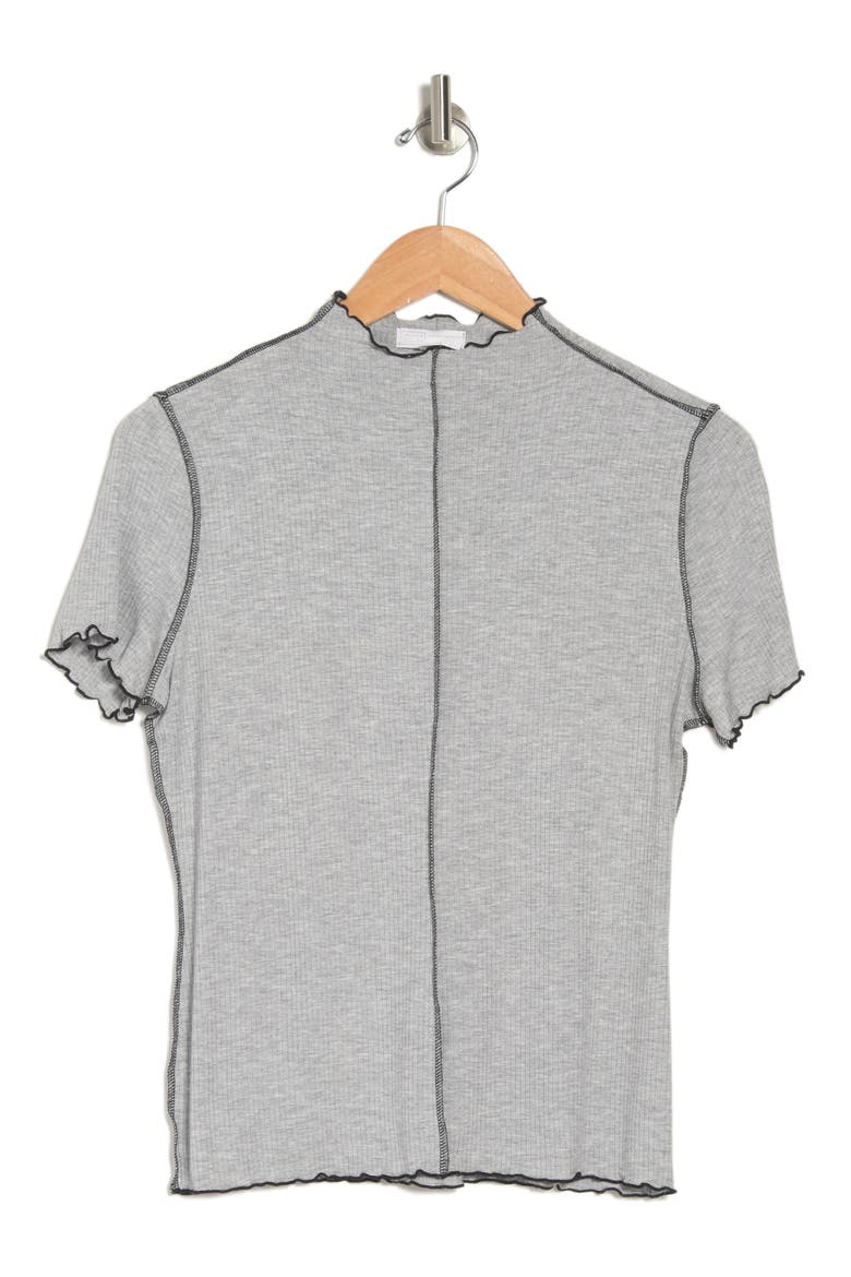 14TH AND UNION Funnel Neck Short Sleeve Top, Alternate, color, GREY HEATHER
