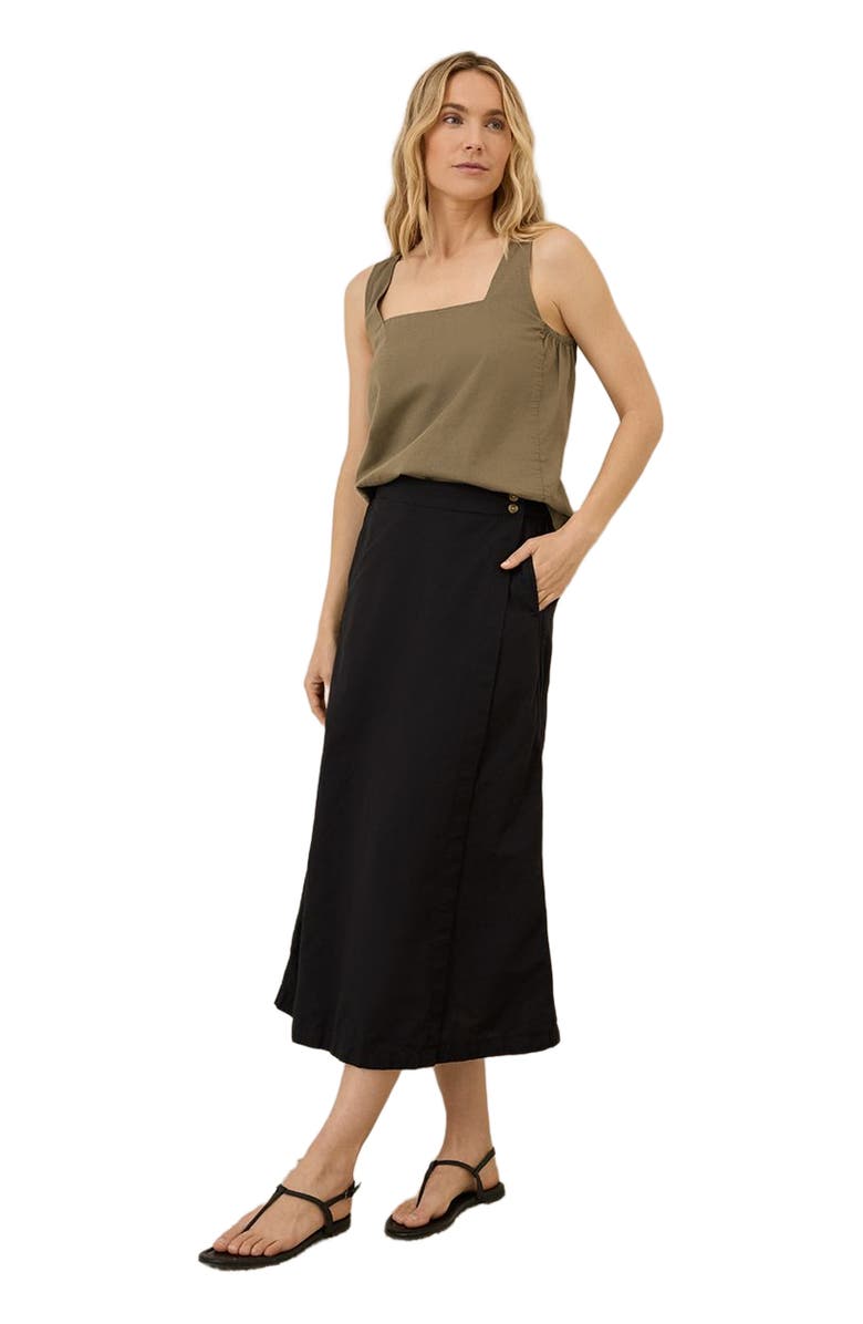 Pact Canopy Linen Wrap Skirt Made with Organic Cotton, Alternate, color, Black