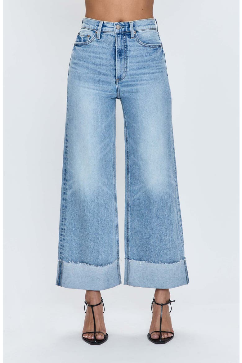 Lana Raw Hem Ankle Wide Leg Jeans, Main, color, SNOWCAT