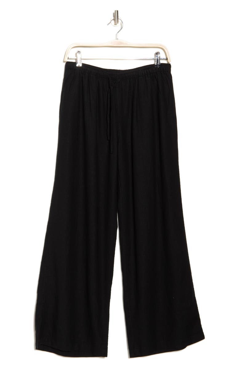 Abound Drawstring Waist Linen Blend Pants, Alternate, color, Black