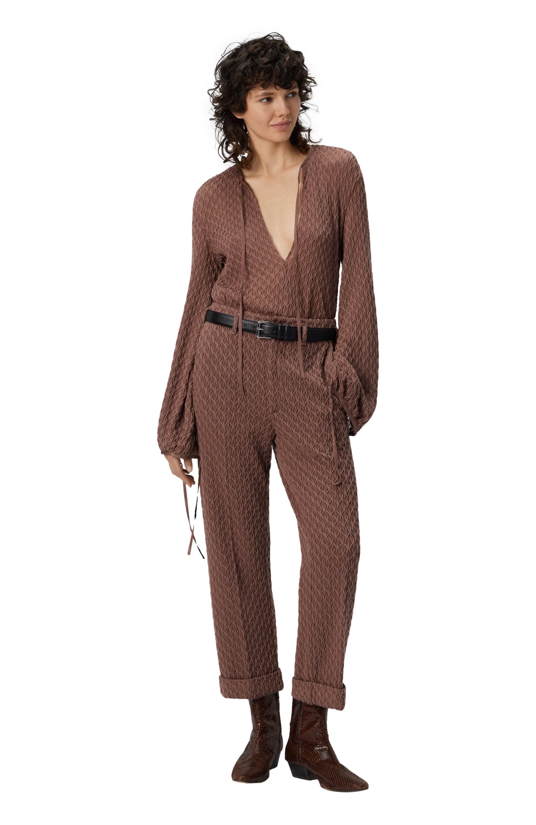 Tapered Pants In Embroidered Lace