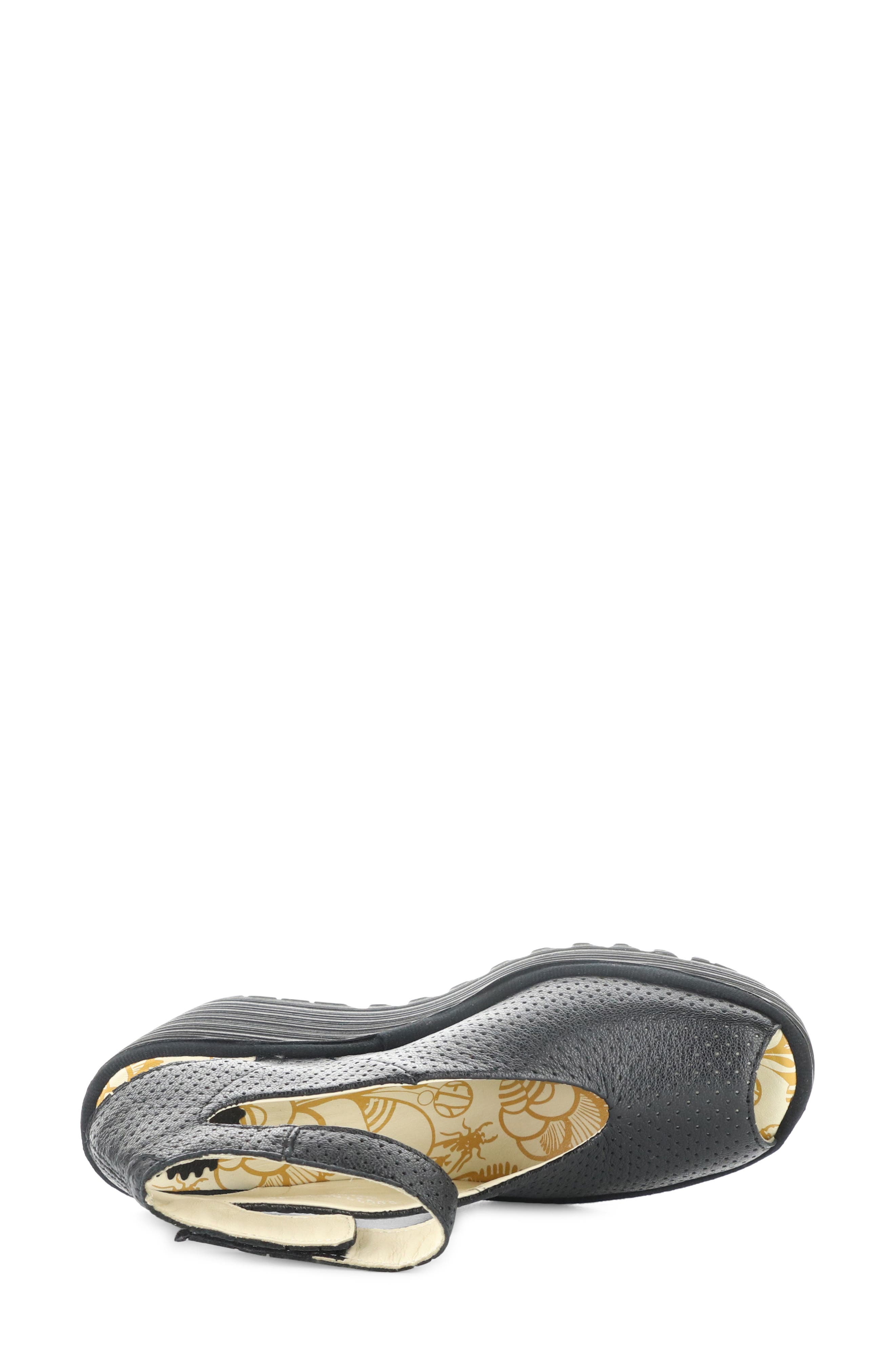 Fly London 
Yala
 Perforated Leather Sandal, Alternate, color, Black