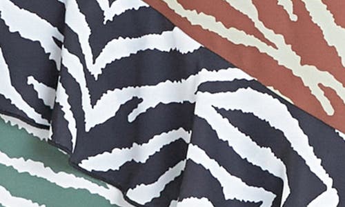 English Factory Zebra Print Ruffle Slipdress In Brown Multi