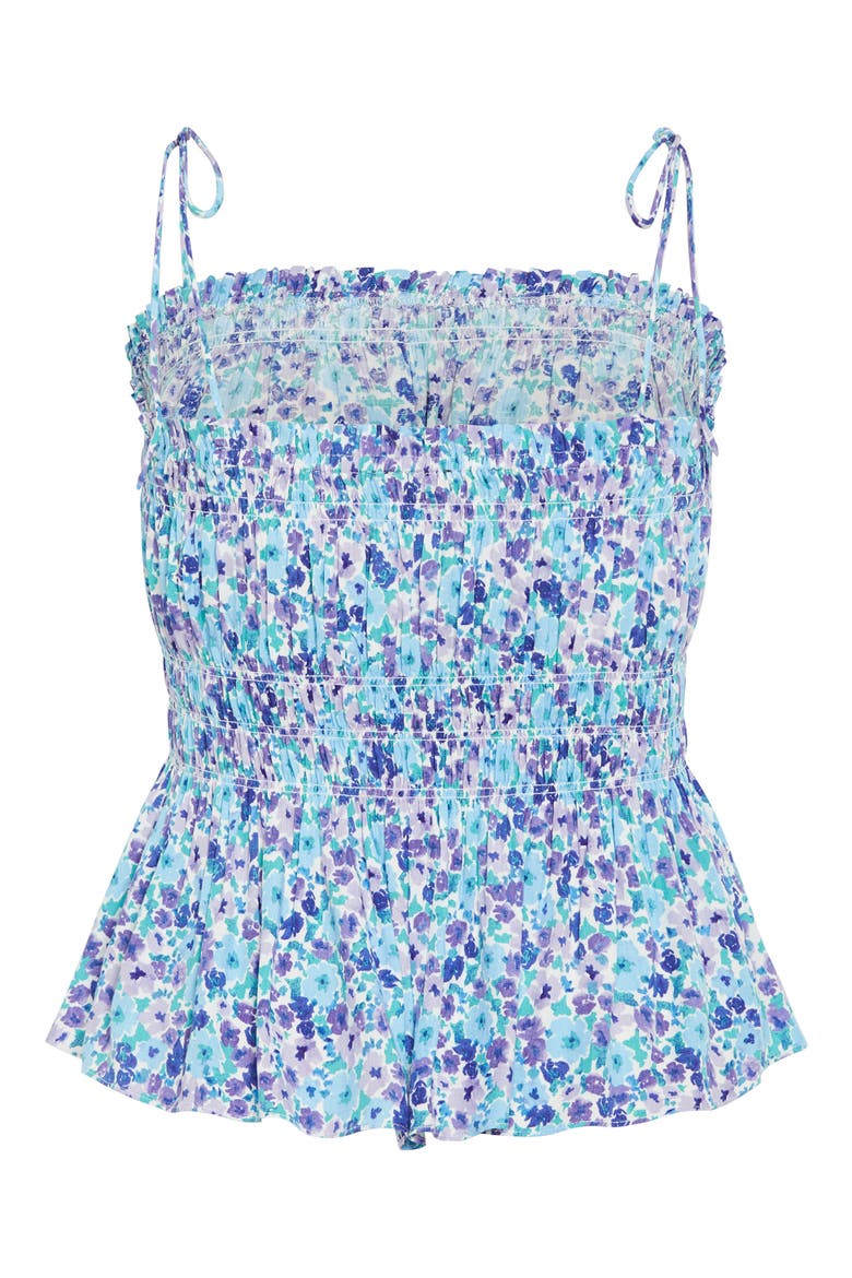 Lyla Floral Tie Strap Peplum Tank, Alternate, color, BLUE DITSY FLORAL