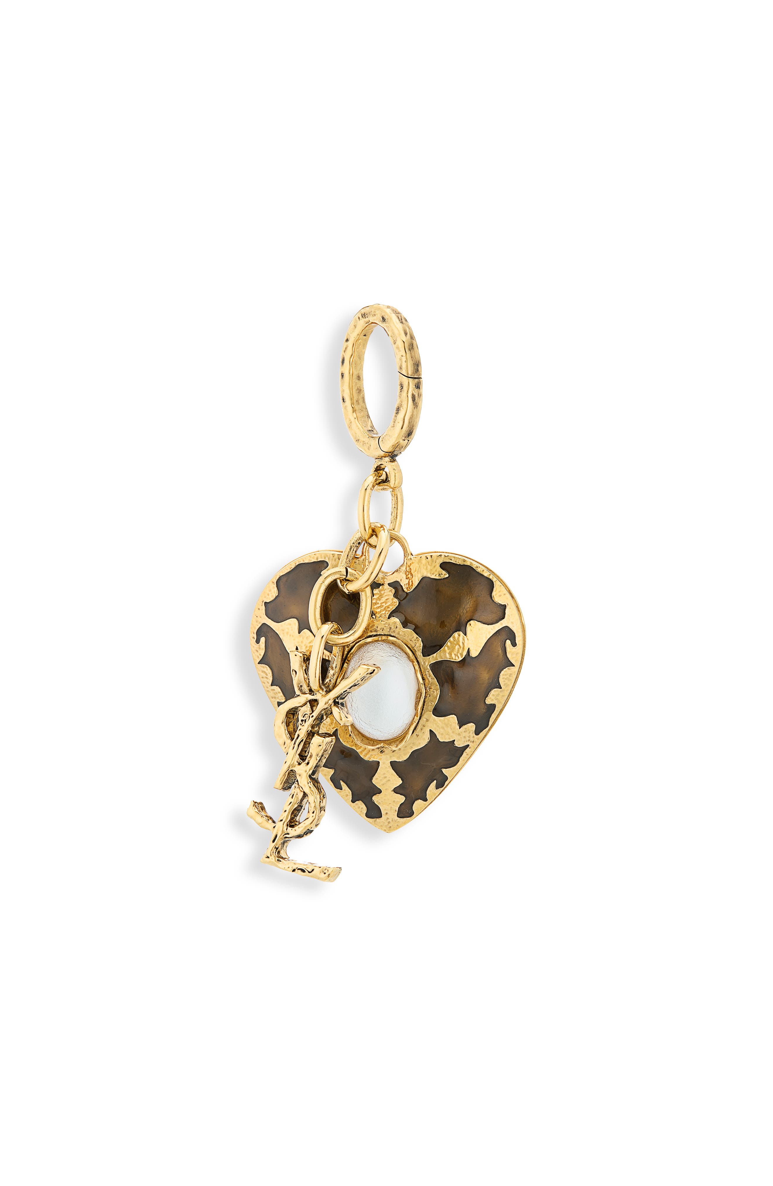Cassandre Enamel Heart Bag Charm, Main, color, BLACK/ PEARLY