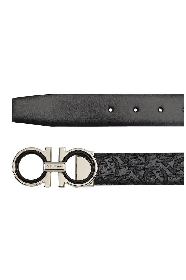 Salvatore Ferragamo Gancini Reversible Leather Belt, Alternate, color, NERO NERO