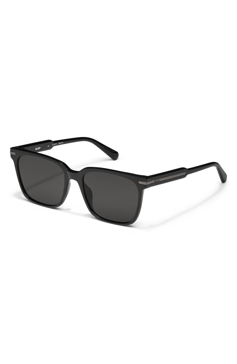 QUAY Recap 46mm Small Square Sunglasses, Alternate, color, Black/ Black Polarized