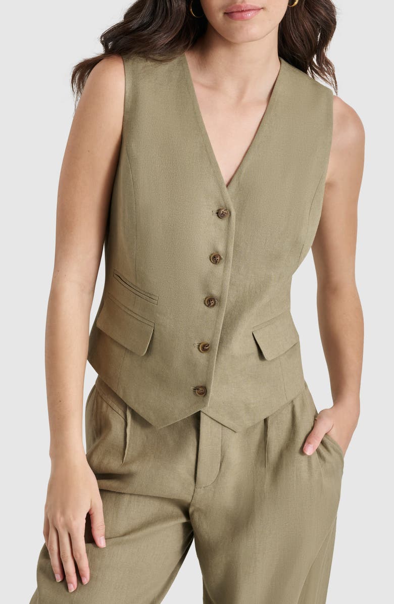DKNY Linen Blend Vest, Main, color, 