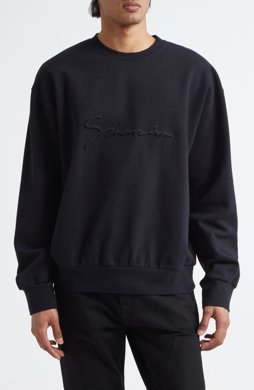 Givenchy Boxy Fit Embossed Logo Fleece Sweatshirt in Black 