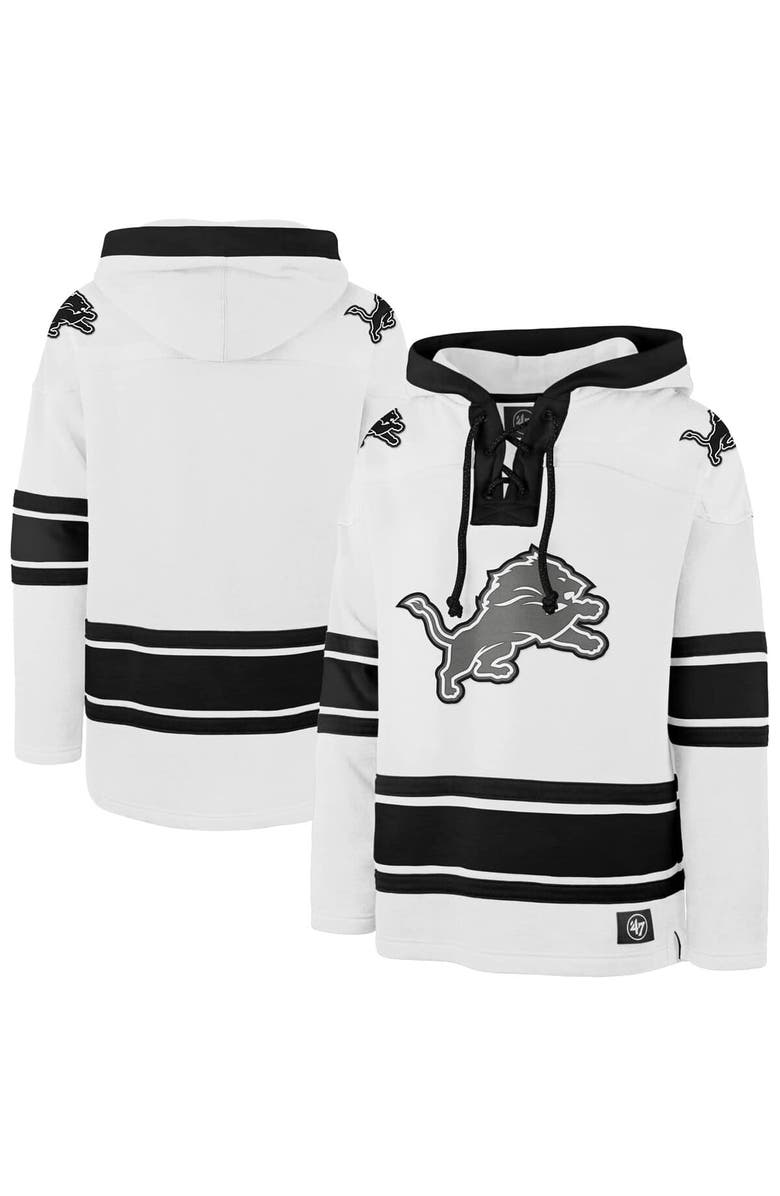 '47 Men's '47 White Detroit Lions After Image Superior Lacer Pullover Hoodie, Main, color, White