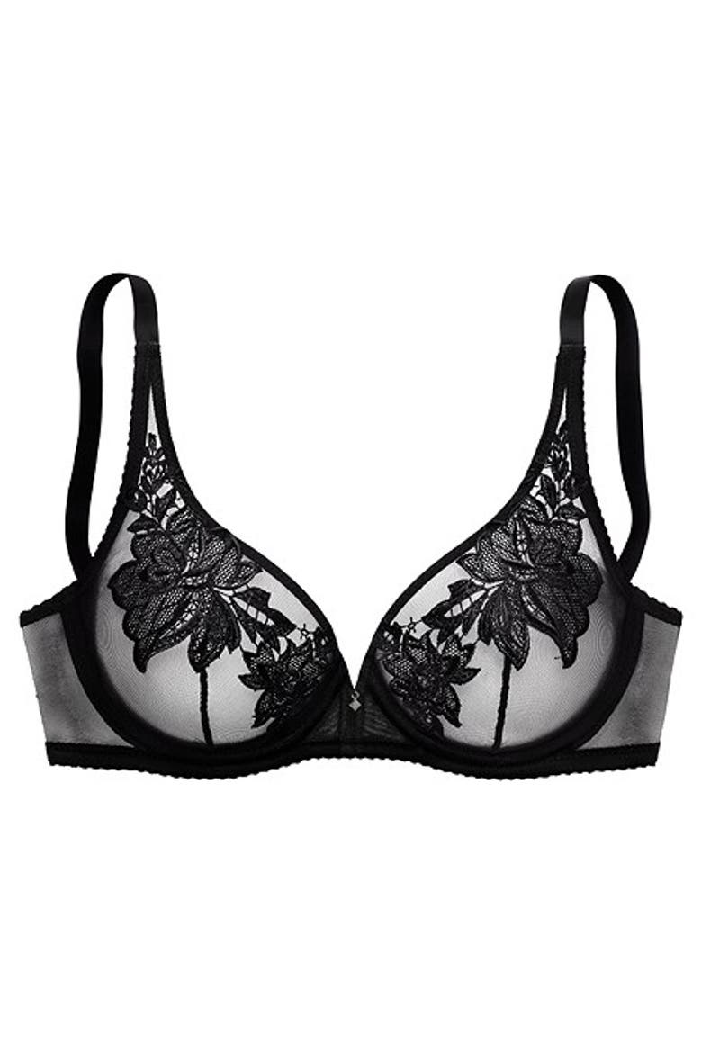 Sheer Underwire Bra, Alternate, color, Black