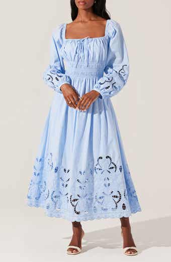 ASTR the Label Wisnia Long Sleeve Eyelet Embroidered Dress