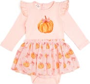 Sweet Wink Pumpkin Long Sleeve Tutu Bodysuit