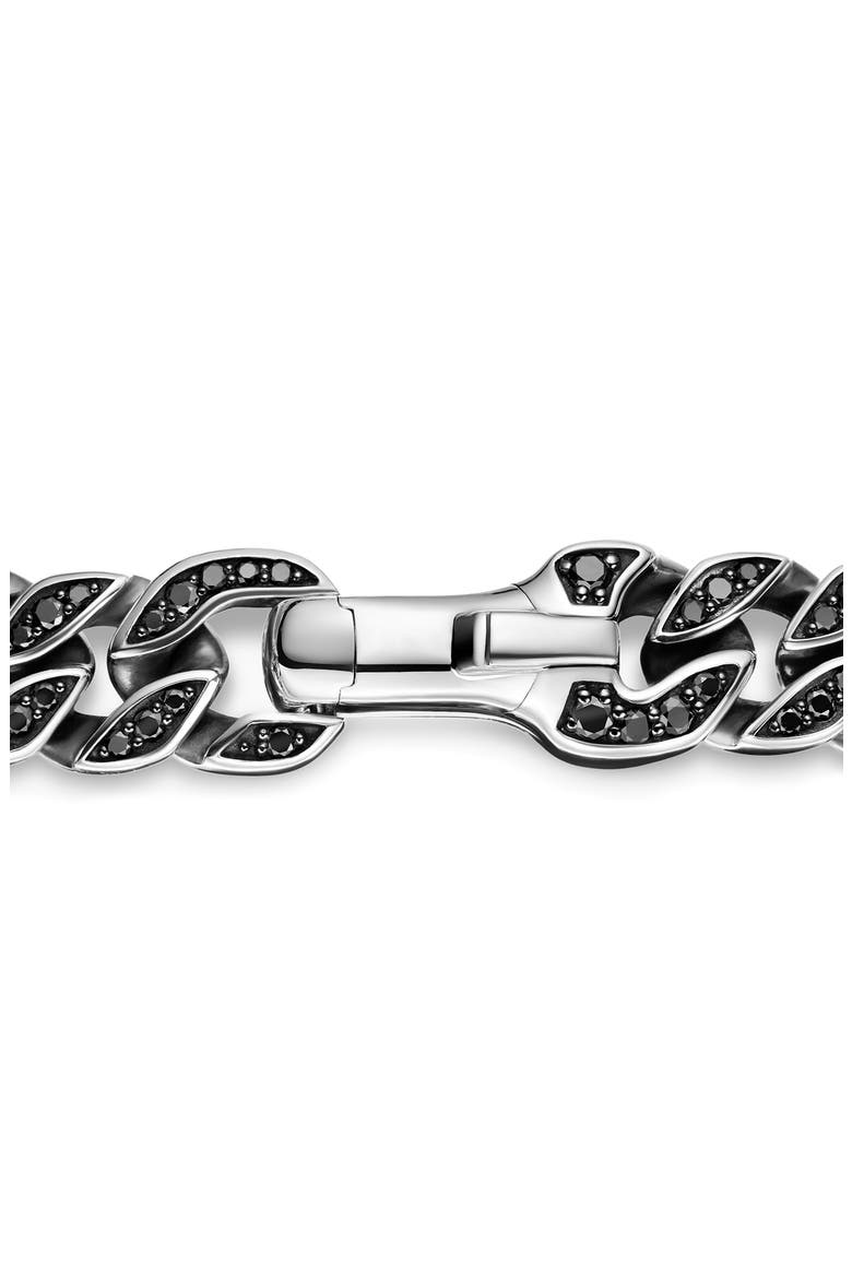 Curb Chain Bracelet in Sterling Silver with Diamonds, 8mm, Alternate, color, BLACK DIAMOND